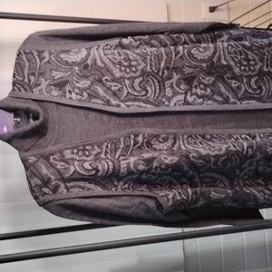 Nina Leonard Woman knit turtle neck sweater dress w/long printed vest